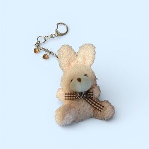 Adorable Cream Bunny Purse Charm Keychain